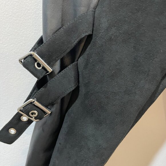 Maniere De Voir Cyberpunk Faux Suede Buckle Straps Leggings Pants UK 6 US 2 - Picture 11 of 16